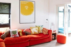 Donna Wilson Leaf Shaped Cushion - Brown -Donna Wilson Store AW17 Homeware Gareth Hacker Red Sofa and Cushions 2 lores 1