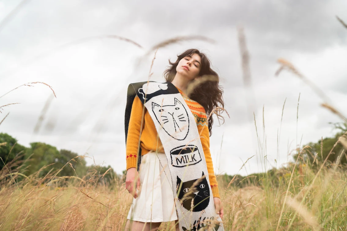 Donna Wilson Mog Totem Scarf Black/ White 2 Donna Wilson Mog Totem Scarf Black/ White - Image 2