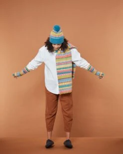 Donna Wilson Static Stripe Scarf - Tutti Frutti -Donna Wilson Store Static Stripe Scarf Beanie and Arm Wamers Turquoise Donna Wilson c63aed90 e176 476f b5ed 9fd7021a8a45